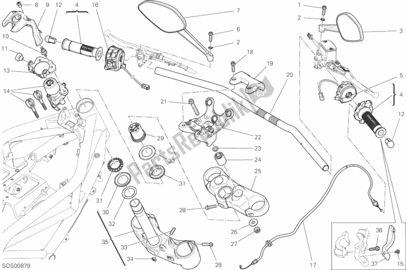 Tutte le parti per il Manubrio E Comandi del Ducati Monster 797 Thailand USA 2018
